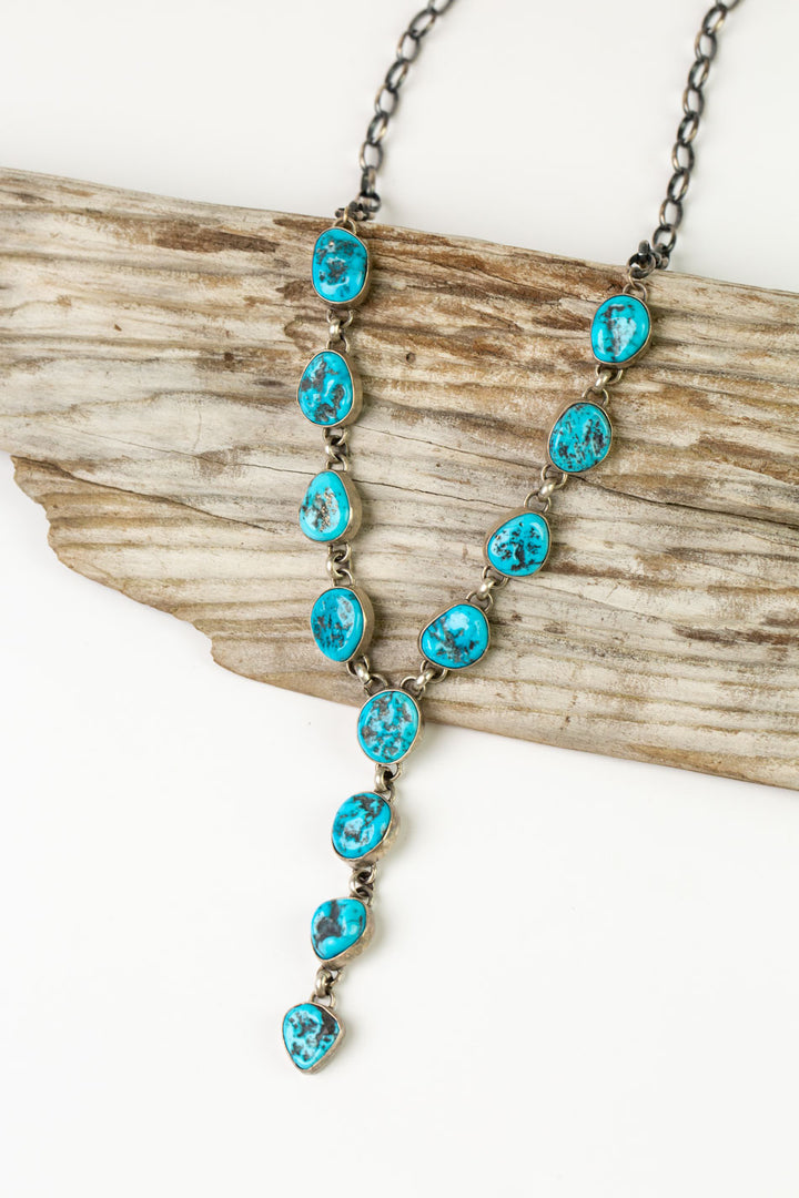 LK 24.5" Navajo Turquoise Statement Necklace And Earring Set