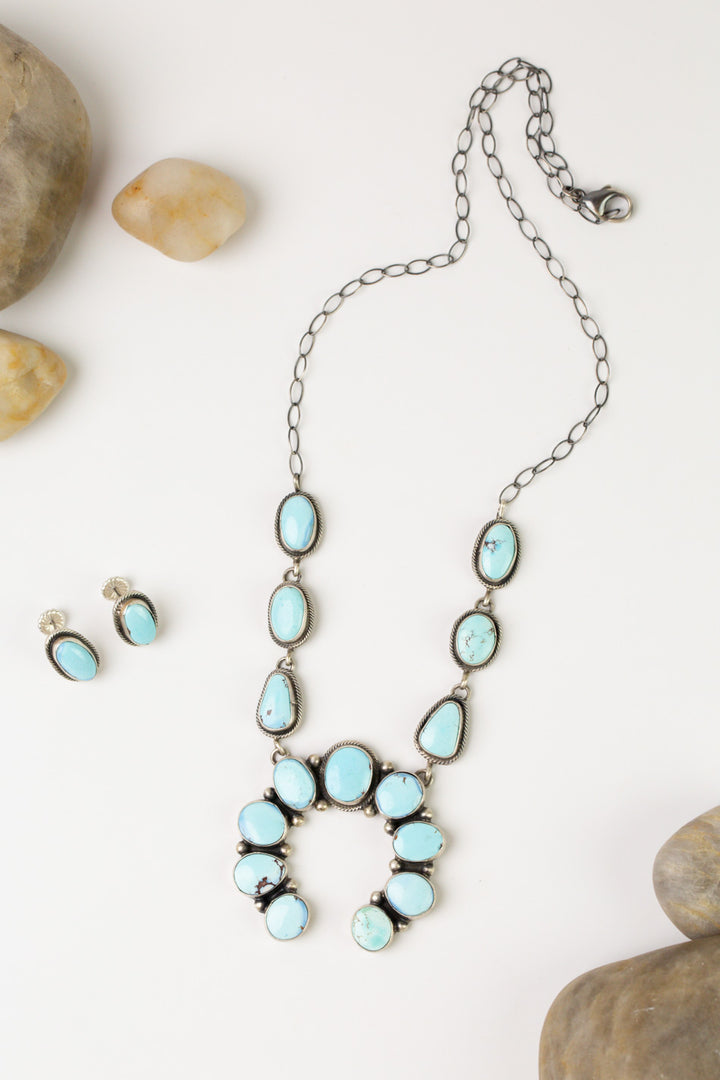Darrin Livingston 22.5" Golden Hills Turquoise Statement Necklace And Earring Set