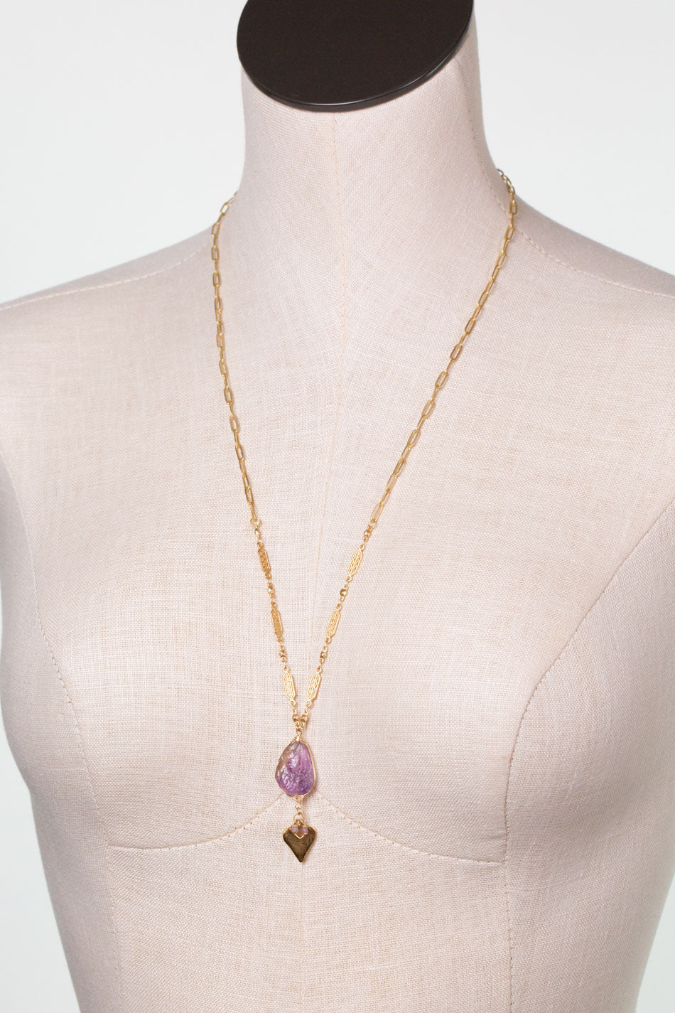 One of a Kind 25.5-27.5" Amethyst Statement Necklace