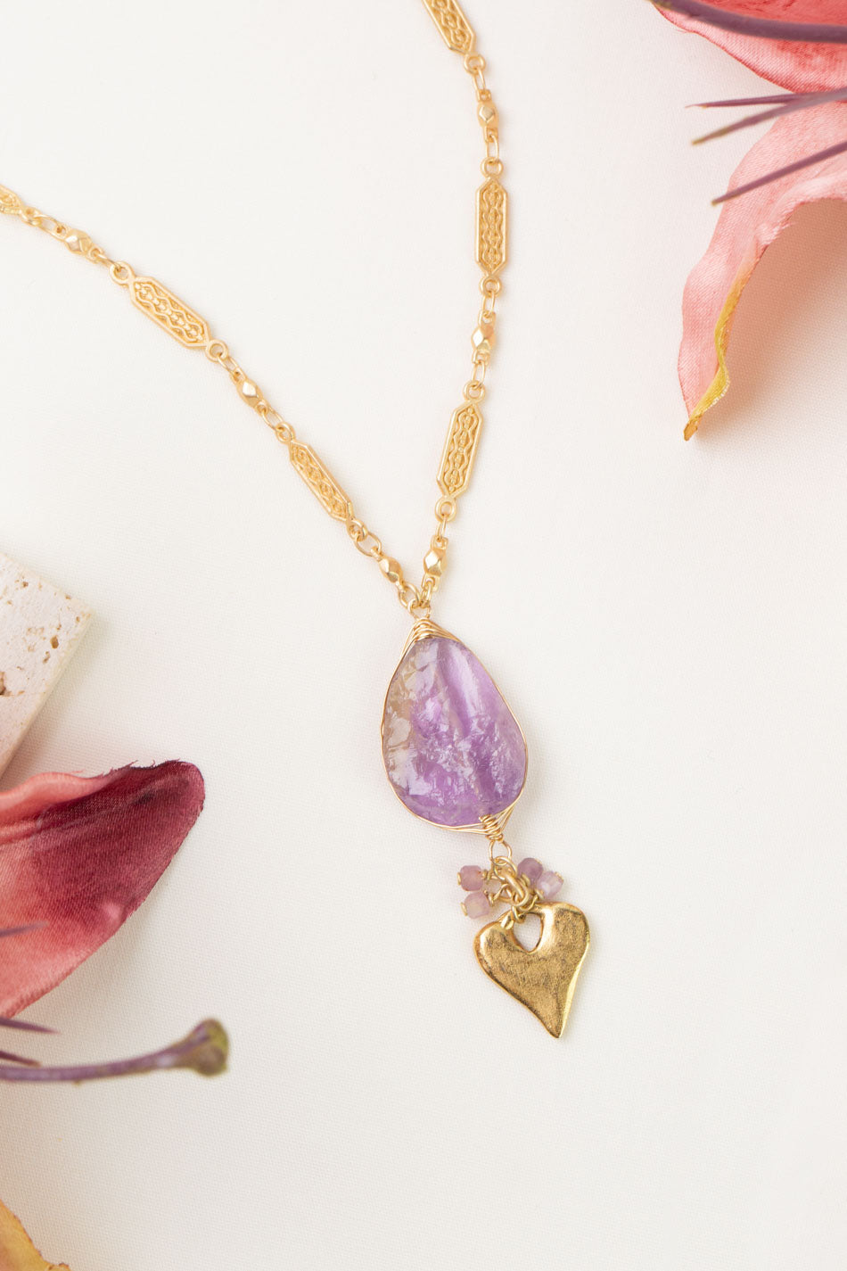 One of a Kind 25.5-27.5" Amethyst Statement Necklace