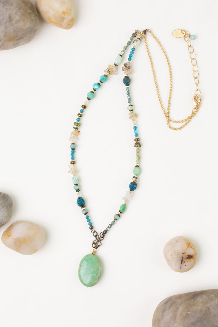 One of a Kind 23.5-25.5" Czech Glass, Apatite With Chrysoprase Statement Necklace