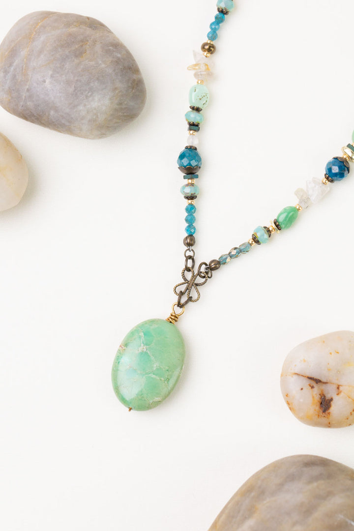 One of a Kind 23.5-25.5" Czech Glass, Apatite With Chrysoprase Statement Necklace