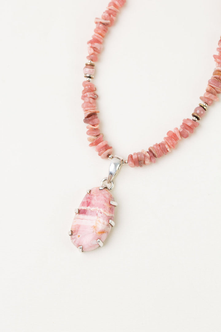 One of a Kind 19-21" Rhodochrosite Statement Necklace