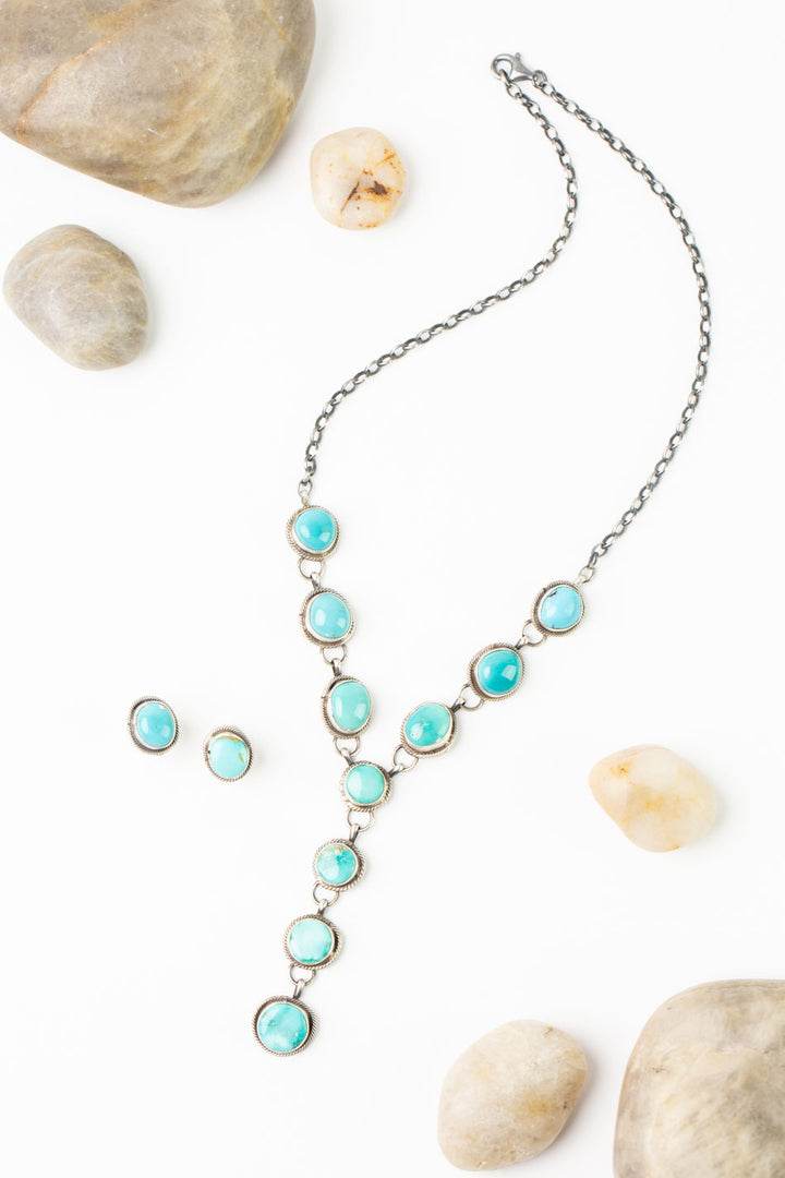 Betta Lee 18.5" Kingman Turquoise Statement Necklace And Earrings Set