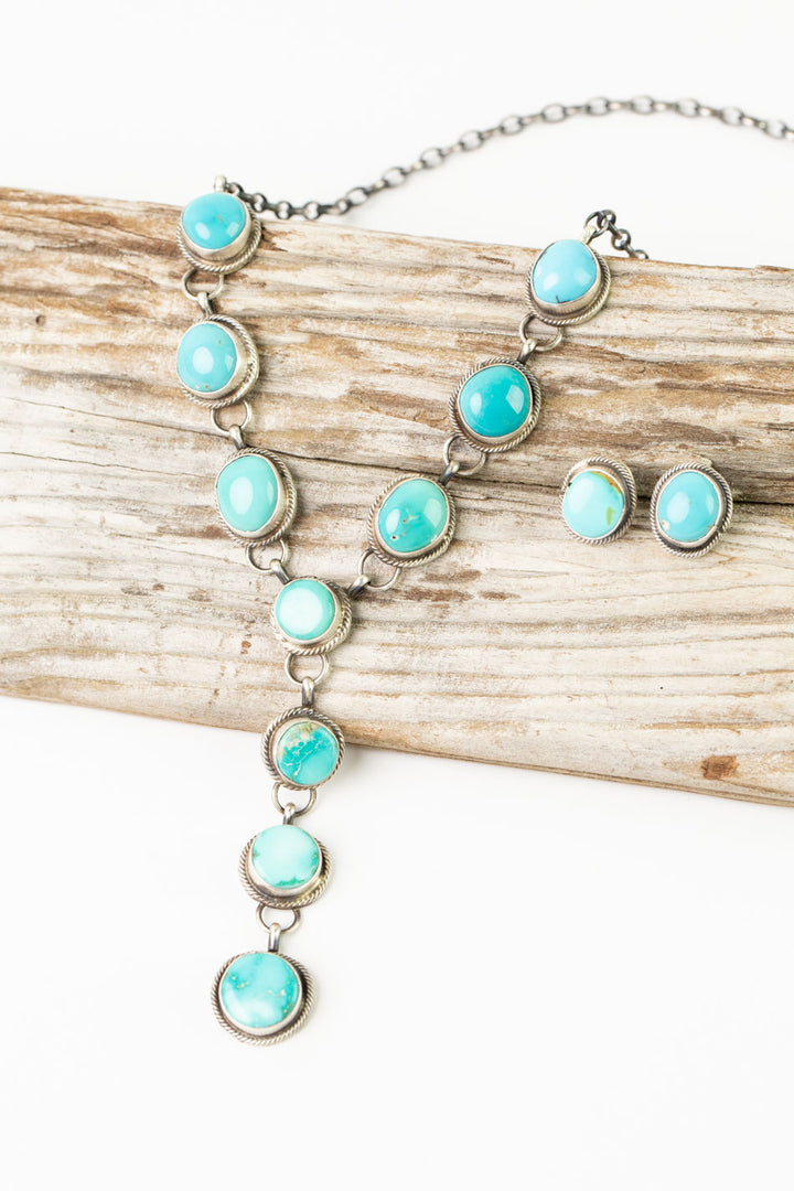 Betta Lee 18.5" Kingman Turquoise Statement Necklace And Earrings Set