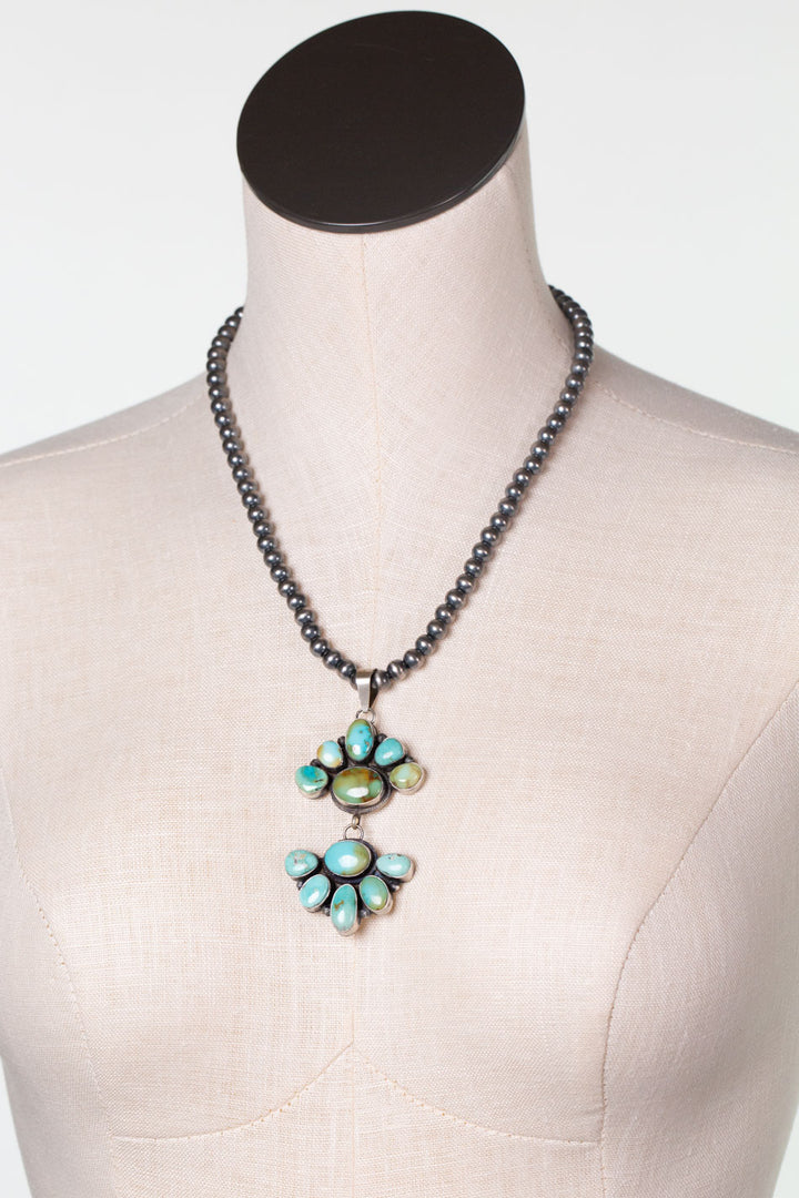 Antionete Mart 18" Desert Pearls With Royston Turquoise Statement Necklace