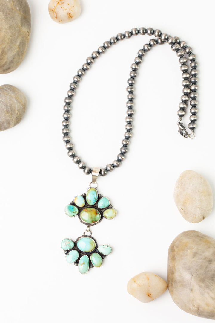 Antionete Mart 18" Desert Pearls With Royston Turquoise Statement Necklace