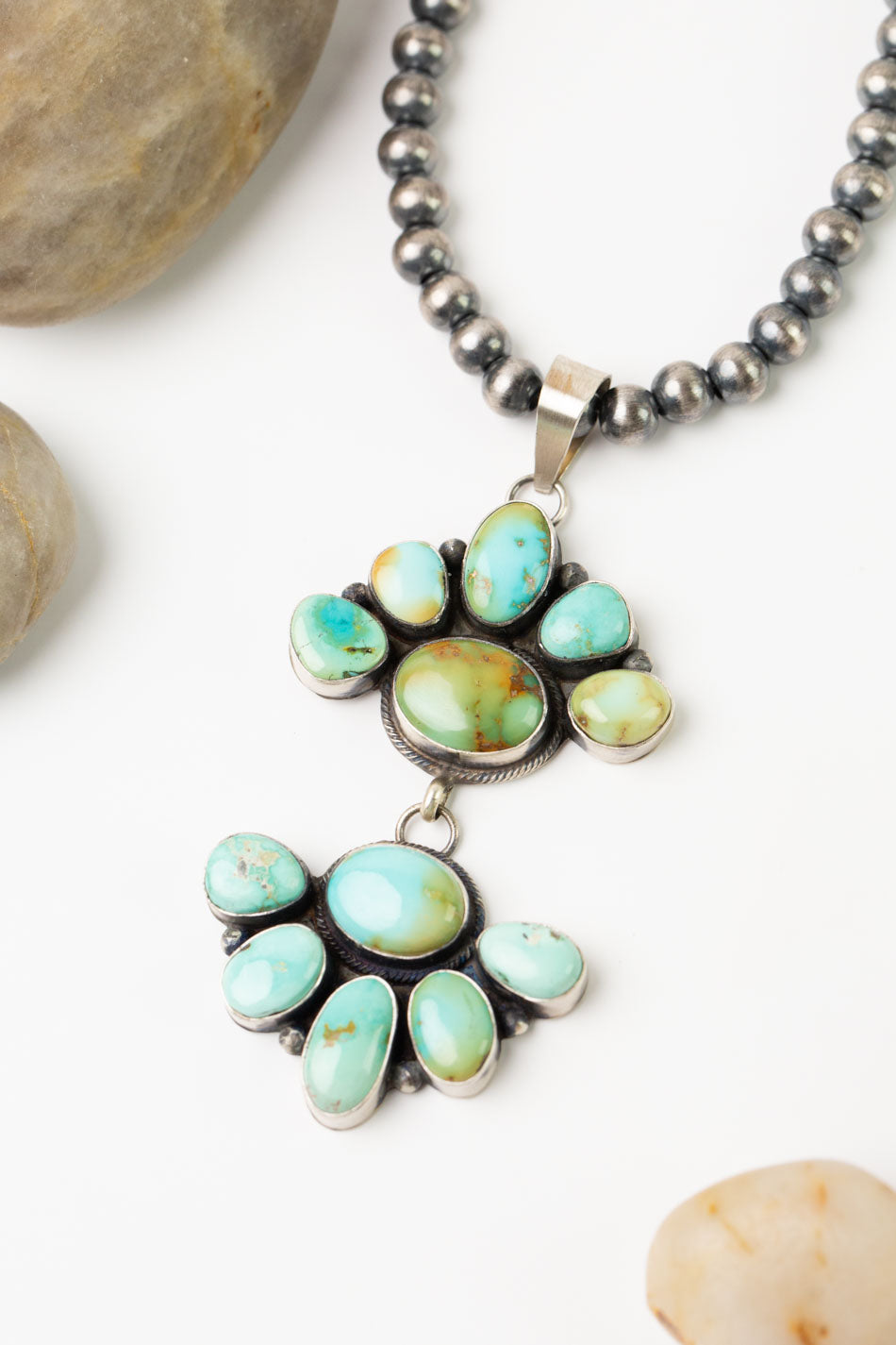 Antionete Mart 18" Desert Pearls With Royston Turquoise Statement Necklace