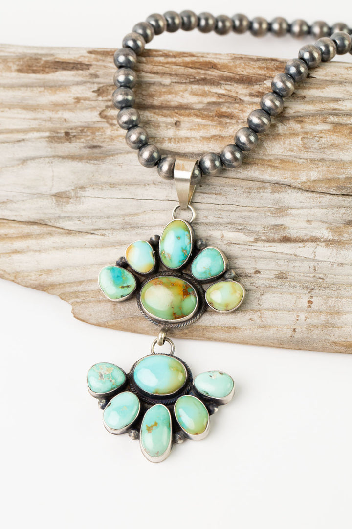 Antionete Mart 18" Desert Pearls With Royston Turquoise Statement Necklace