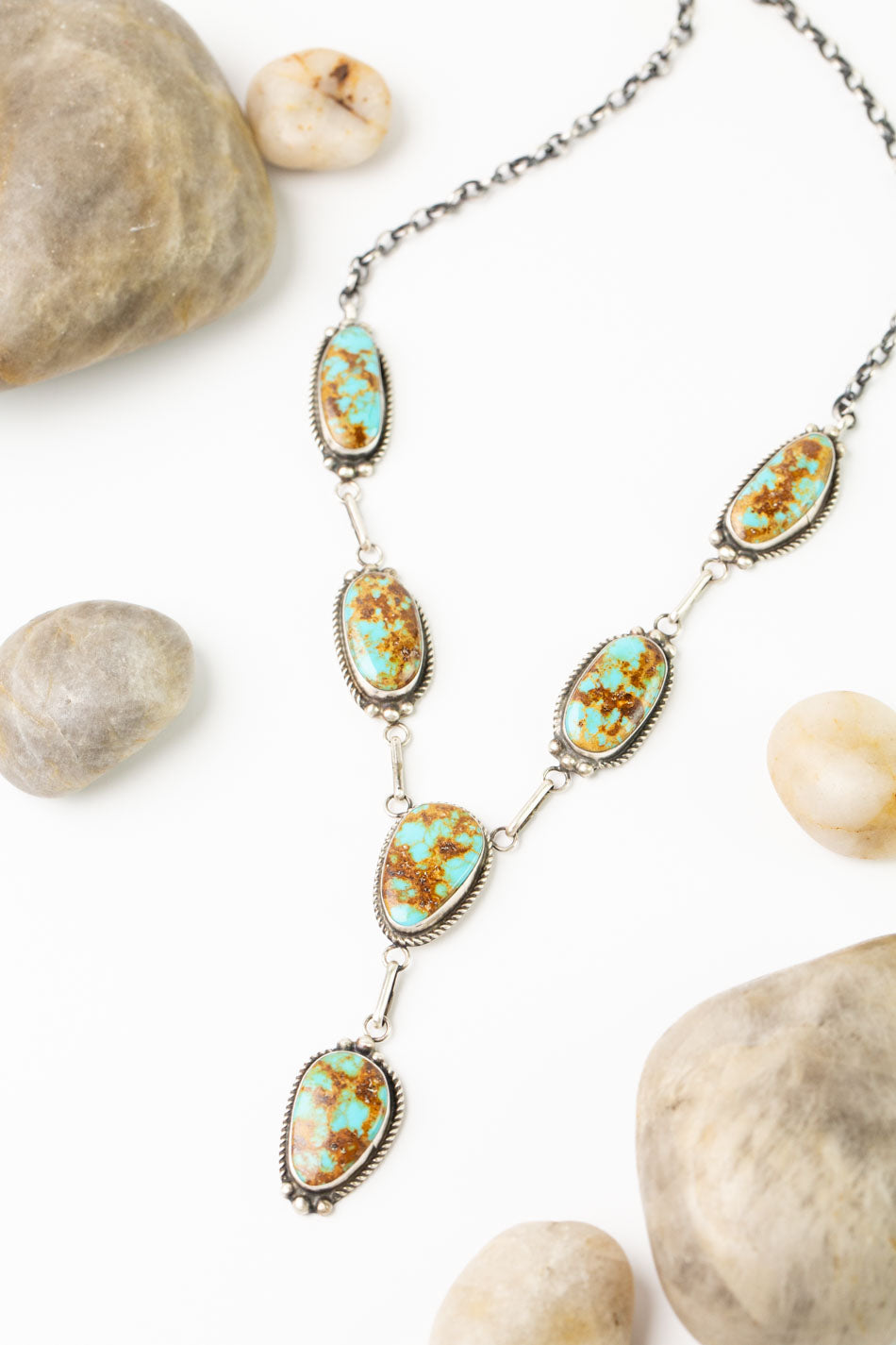 Donovan Nez 21" Kingman Turquoise Statement Necklace And Earrings Set
