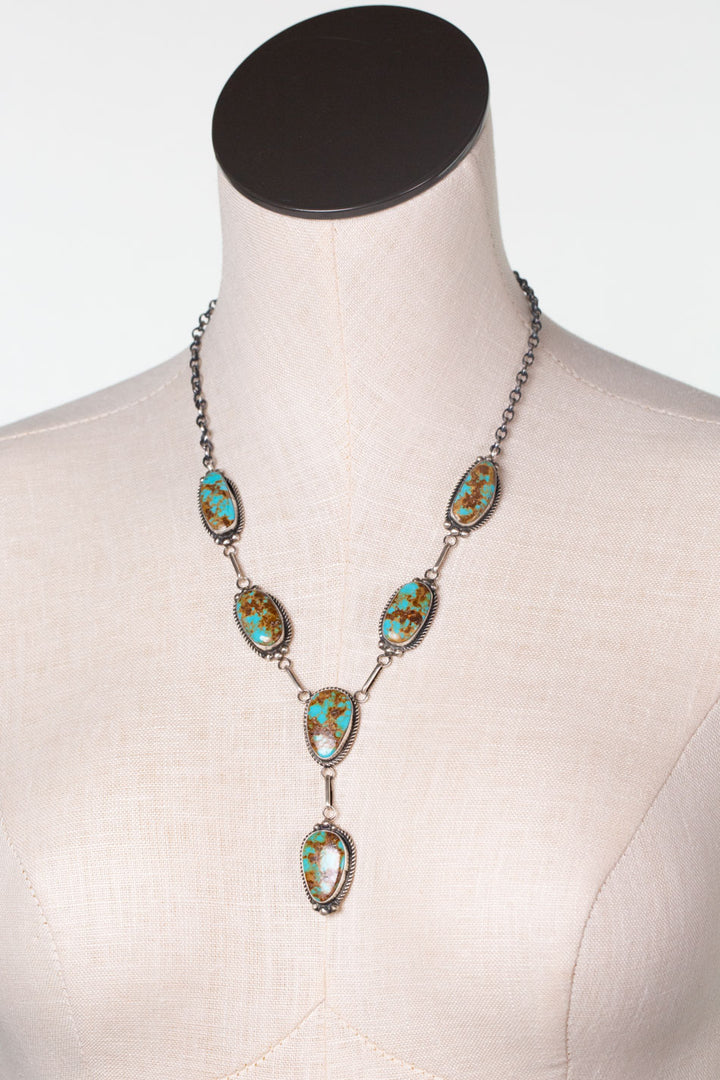 Donovan Nez 21" Kingman Turquoise Statement Necklace And Earrings Set