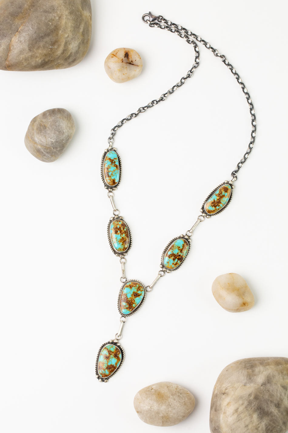 Donovan Nez 21" Kingman Turquoise Statement Necklace And Earrings Set