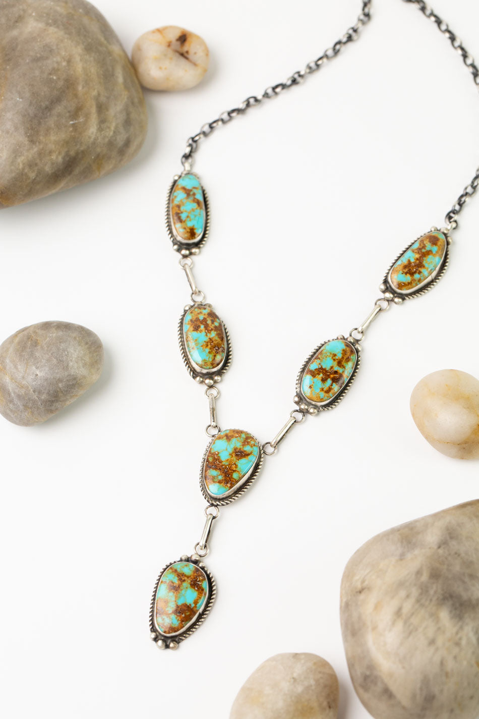 Donovan Nez 21" Kingman Turquoise Statement Necklace And Earrings Set