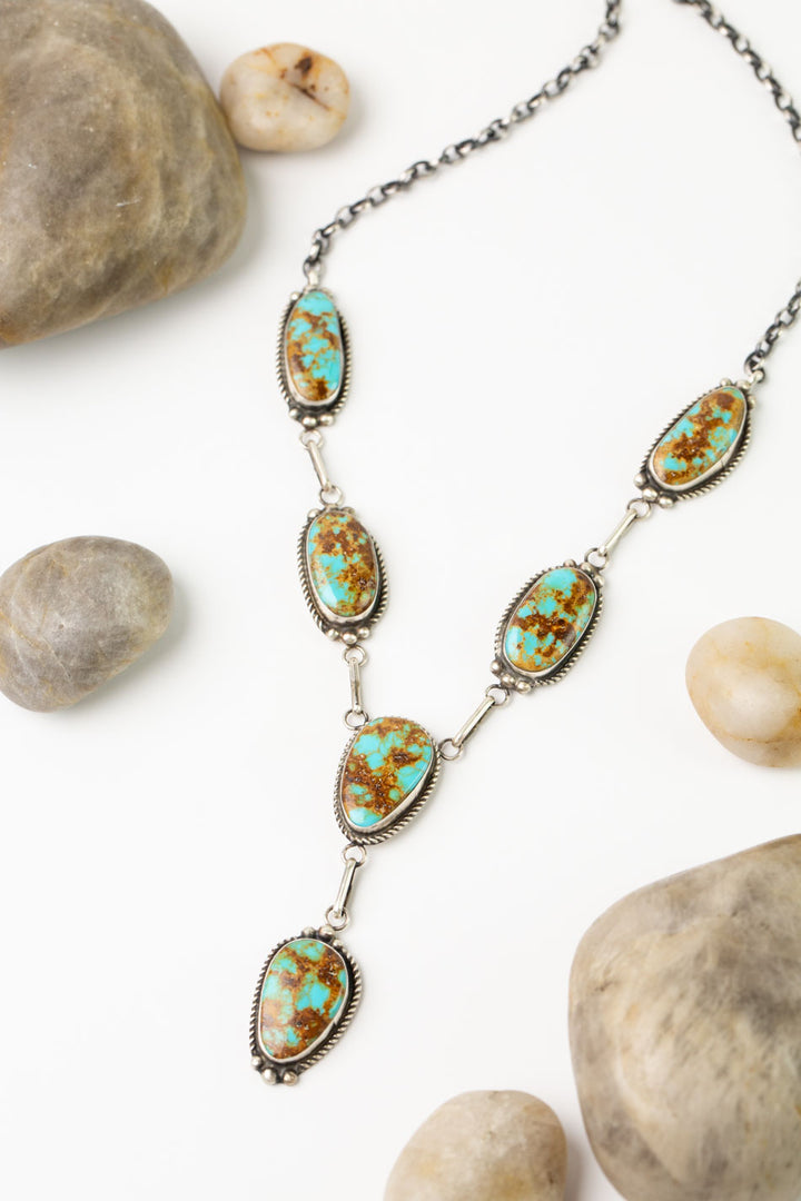 Donovan Nez 21" Kingman Turquoise Statement Necklace And Earrings Set