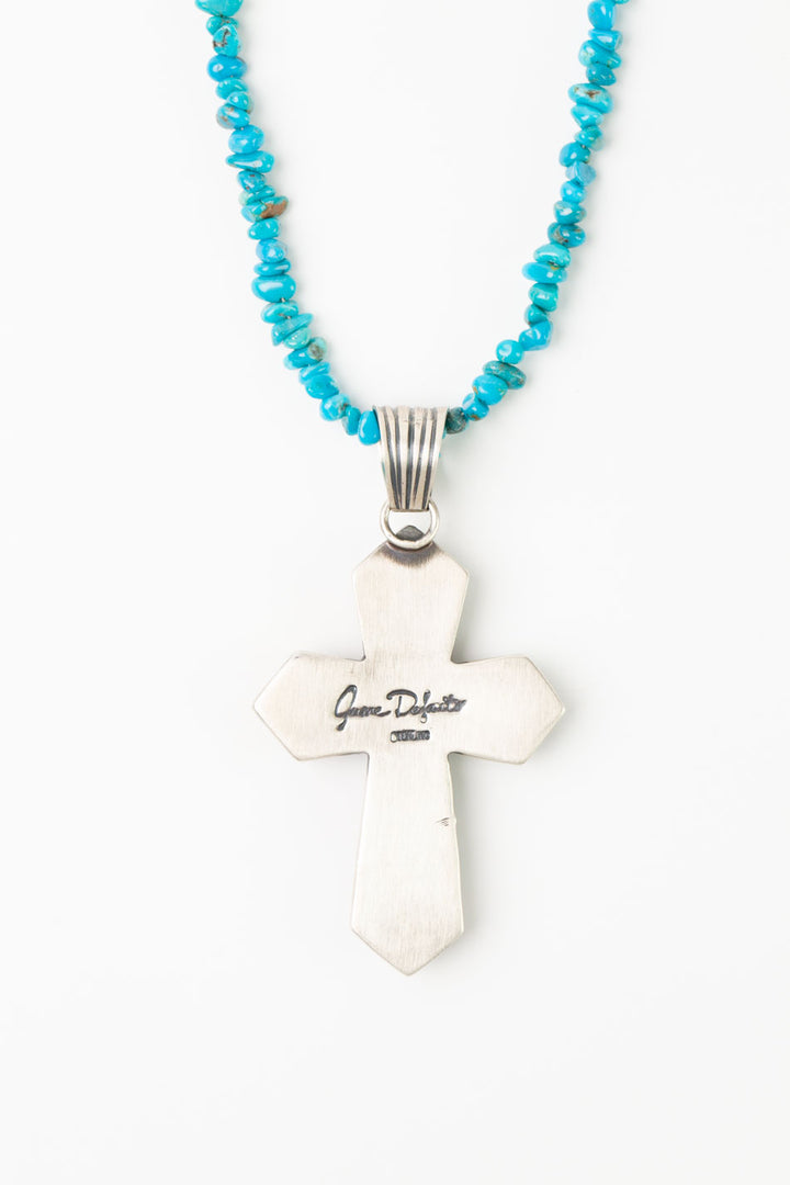 Jereme Delgarto 25-27" Kingman Turquoise Cross Statement Necklace