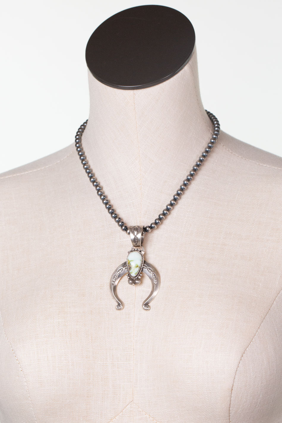 Sam Yellowhair 18" Desert Pearls With Palomino Turquoise Statement Necklace