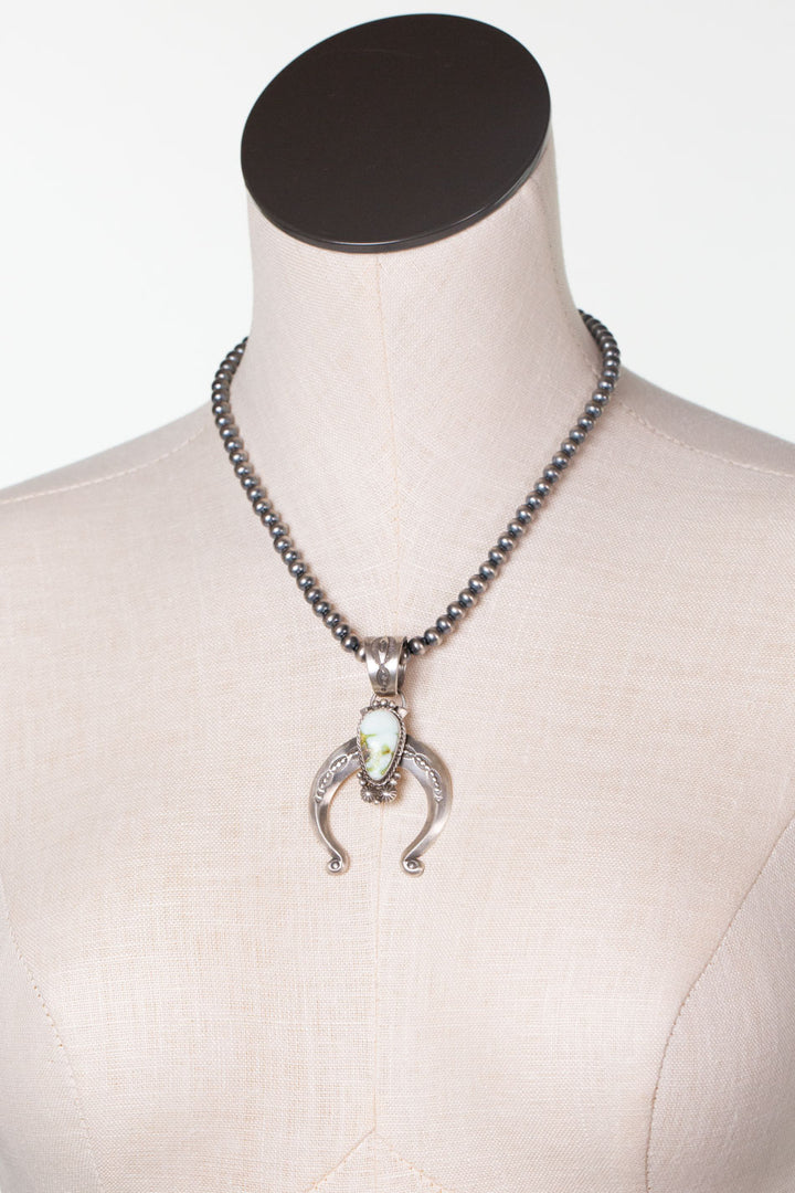 Sam Yellowhair 18" Desert Pearls With Palomino Turquoise Statement Necklace