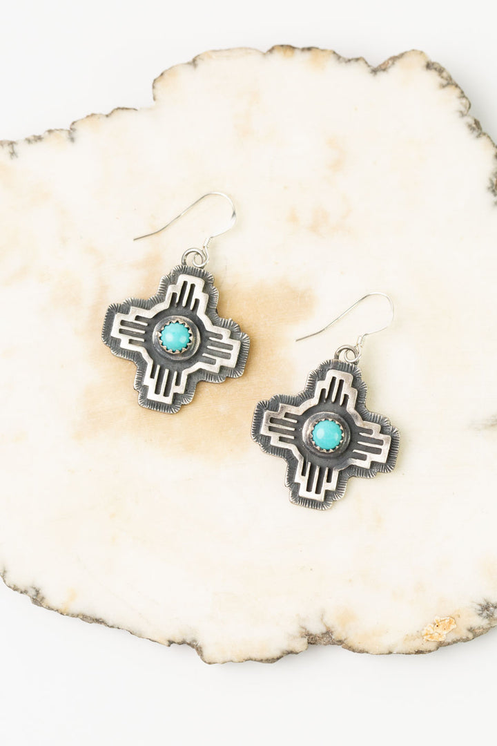 Native American Kingman Turquoise Statement Earrings