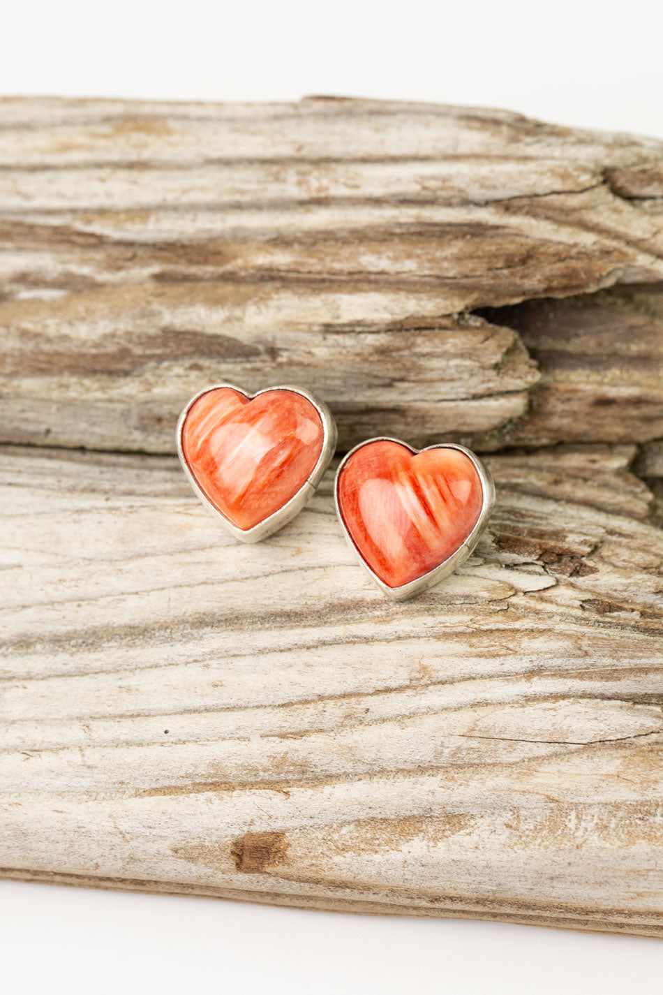 Native American Red Spiny Oyster Heart Statement Earrings