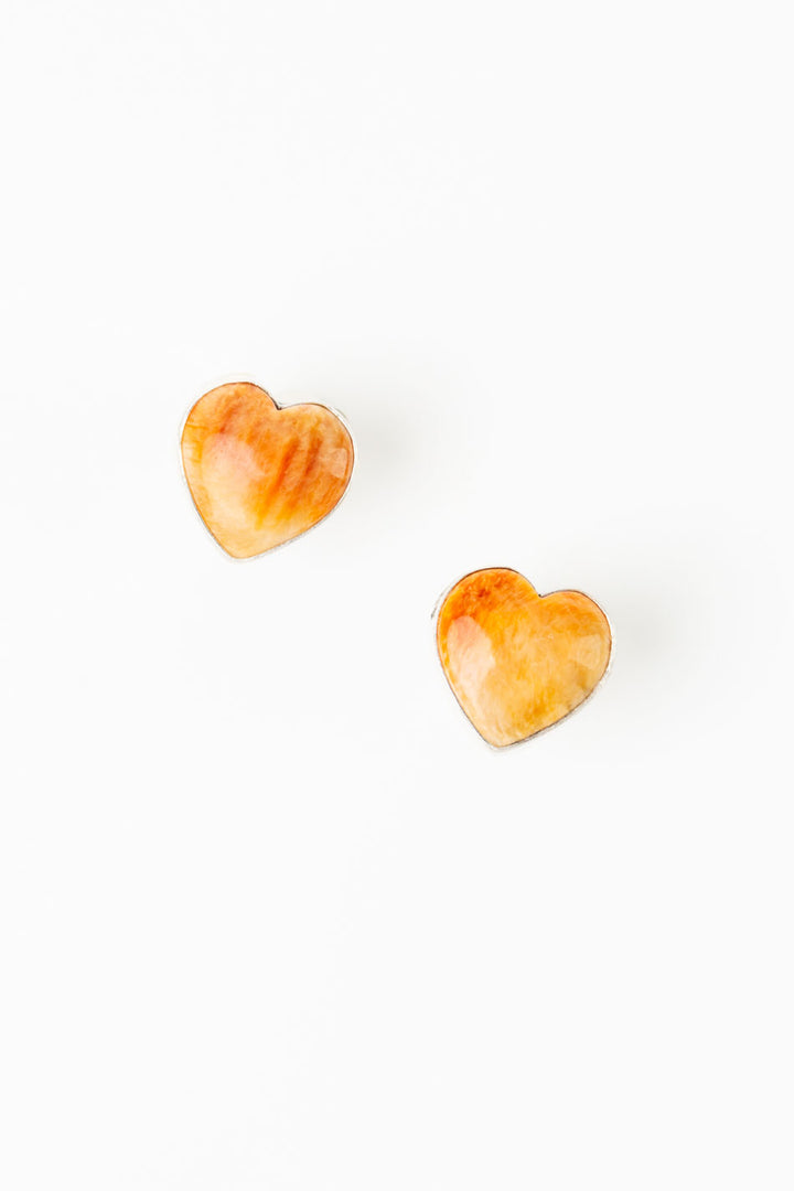 Native American Spiny Oyster Hearts Statement Earrings