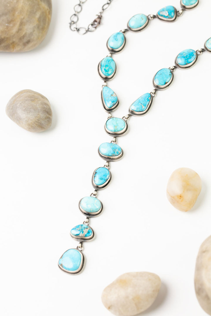 Eli Skeets 28" Kingman Turquoise Statement Necklace And Earrings Set