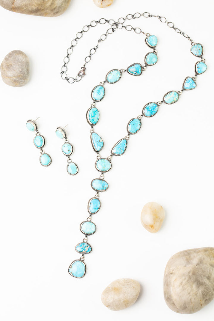 Eli Skeets 28" Kingman Turquoise Statement Necklace And Earrings Set