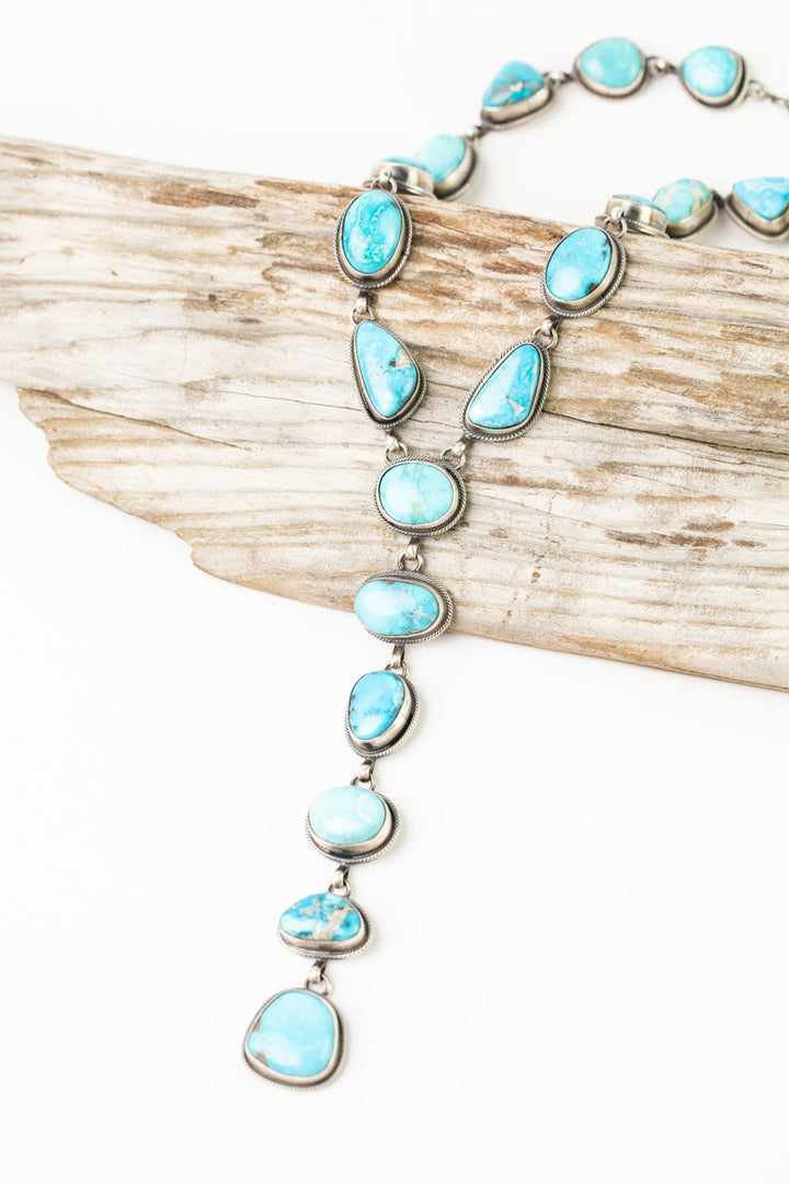 Eli Skeets 28" Kingman Turquoise Statement Necklace And Earrings Set