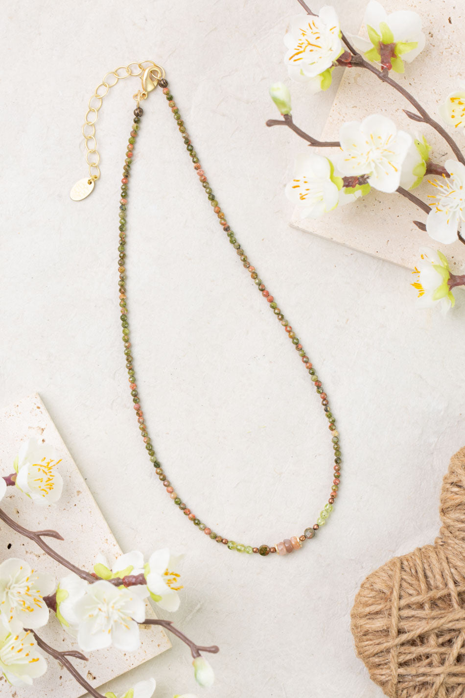 Dominion 15.5-17.5" Unikite And Moonstone Simple Necklace