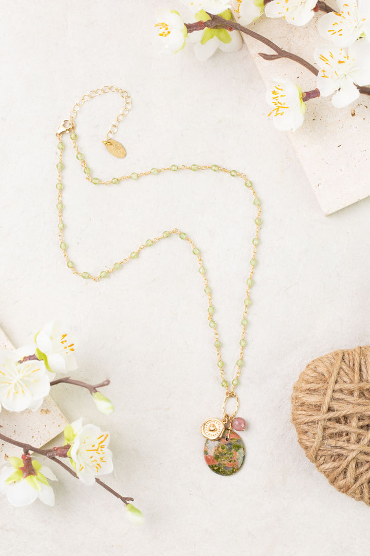 Dominion Unakite, Ruby, Peridot Simple Necklace