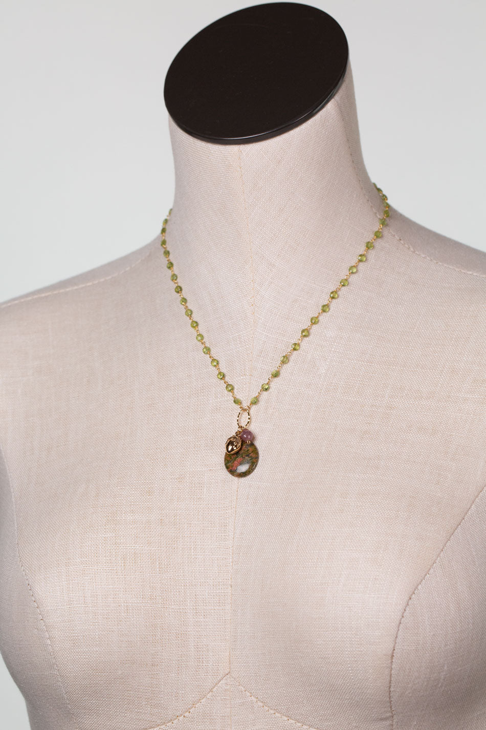 Dominion Unakite, Ruby, Peridot Simple Necklace