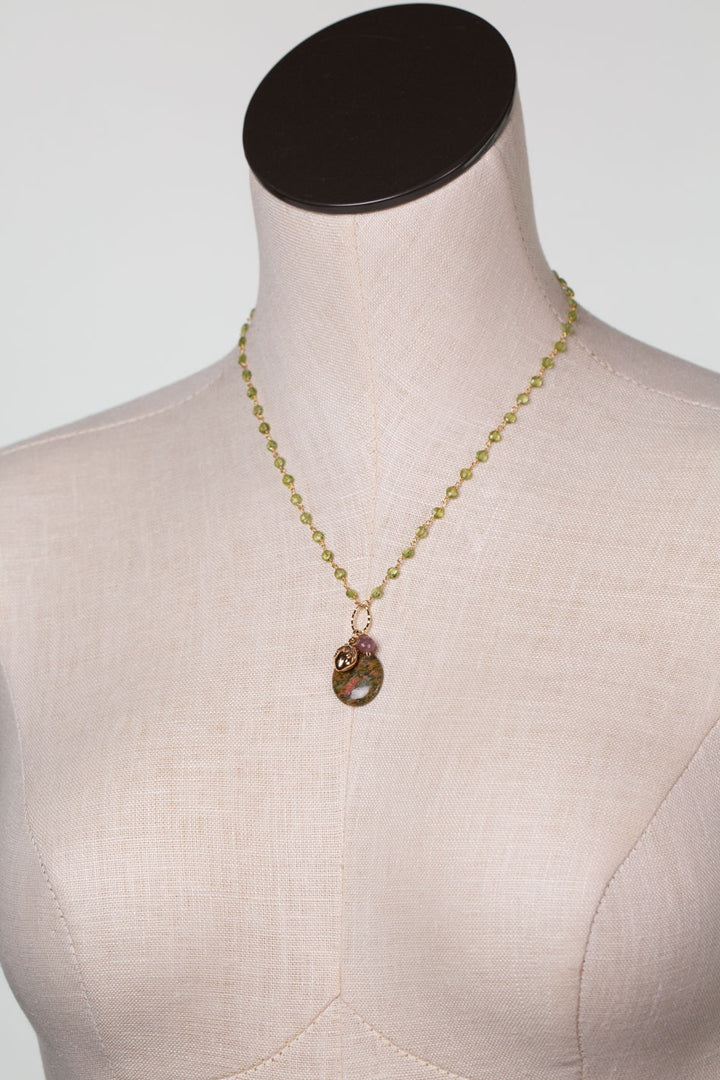 Dominion Unakite, Ruby, Peridot Simple Necklace