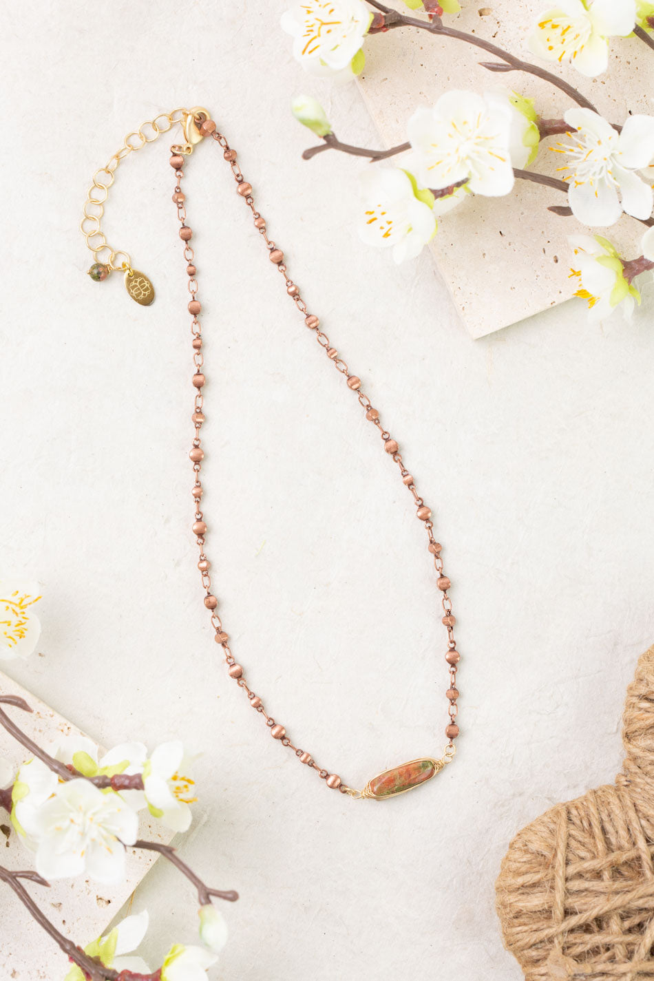 Dominion 15-17" Unikite And Copper Plated Brass Simple Necklace