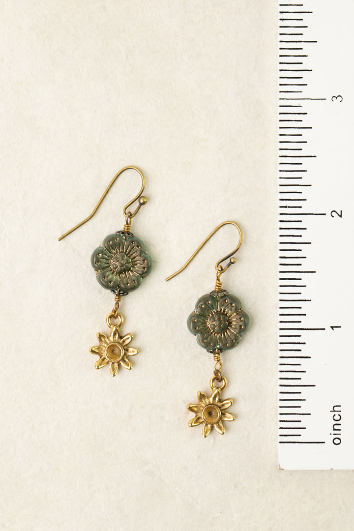 Atlas Czech Glass Flower Dangle Earrings