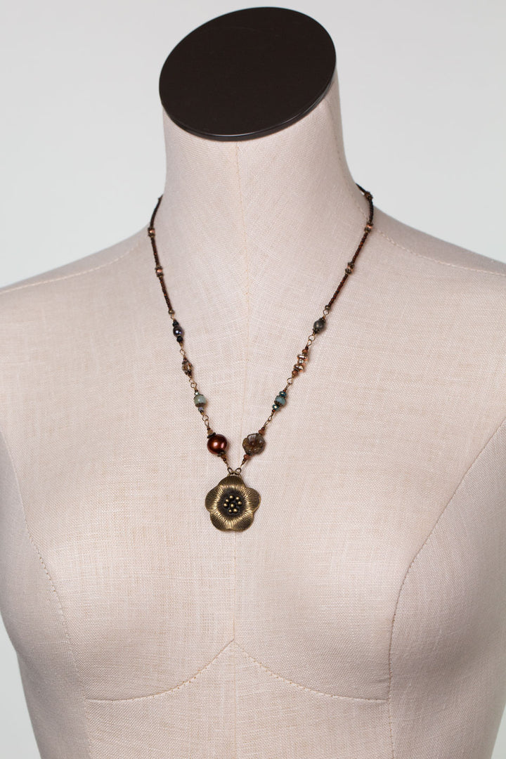 Crisp Autumn 20.5-22.5" Czech Glass, Crystal, Pearl Simple Necklace