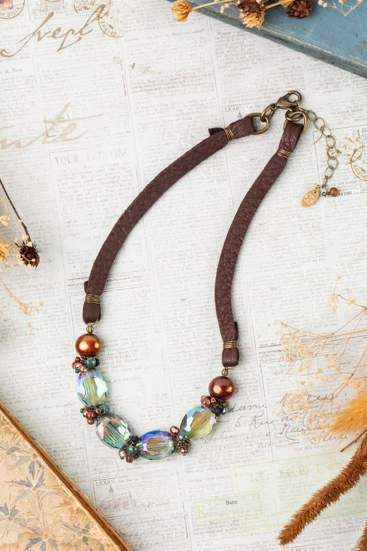 Crisp Autumn 16-18" Czech Glass, Crystal Statement Necklace