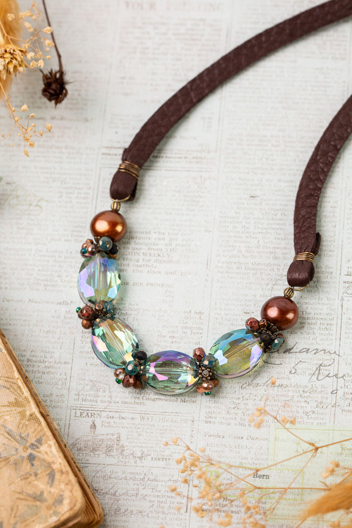 Crisp Autumn 16-18" Czech Glass, Crystal Statement Necklace