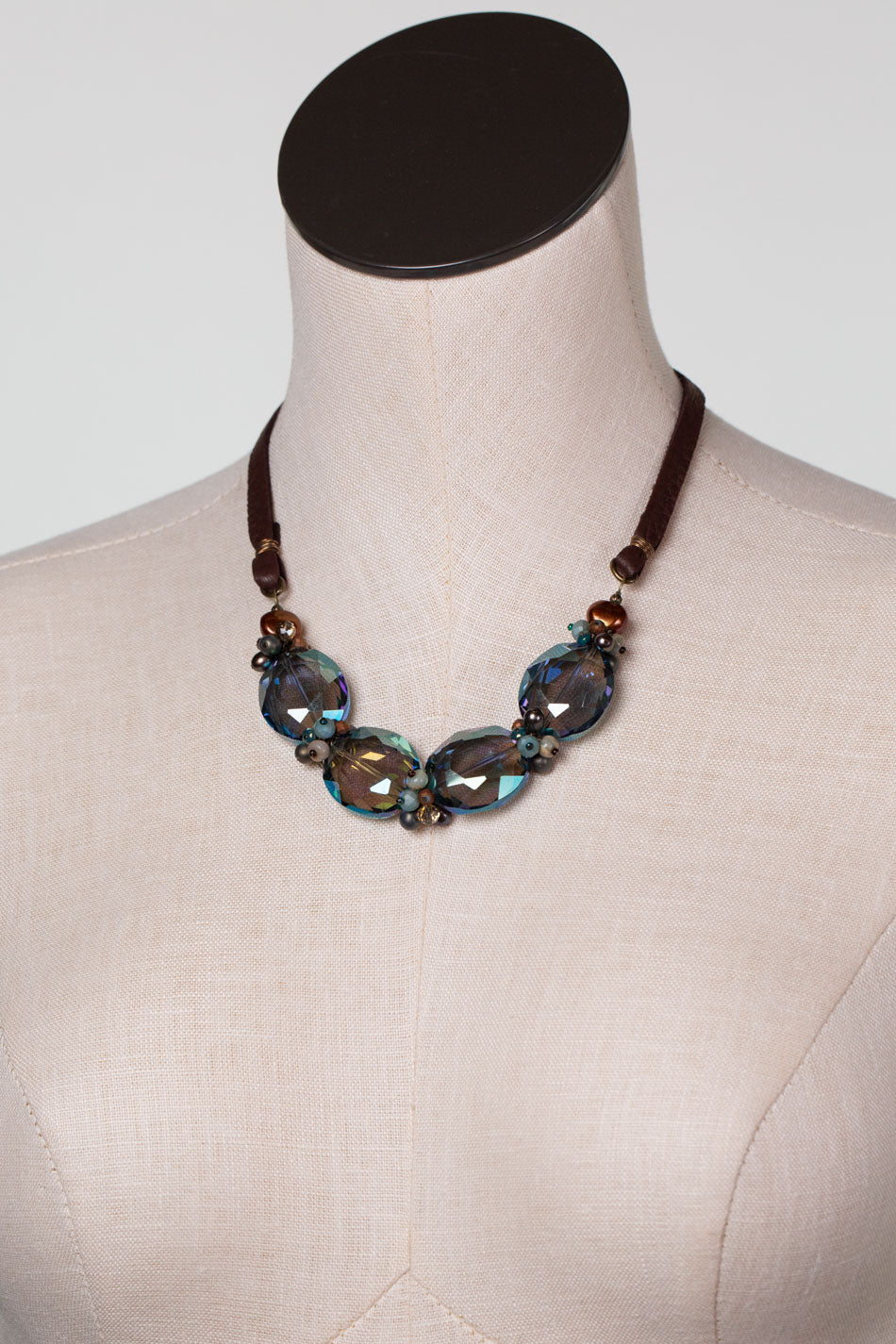 Crisp Autumn Adjustable Czech Glass, Crystal Statement Necklace