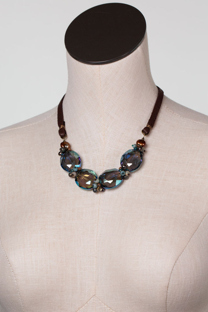 Crisp Autumn Adjustable Czech Glass, Crystal Statement Necklace