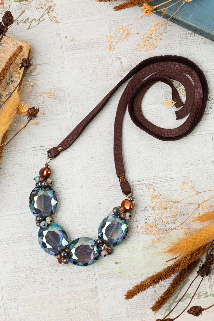 Crisp Autumn Adjustable Czech Glass, Crystal Statement Necklace