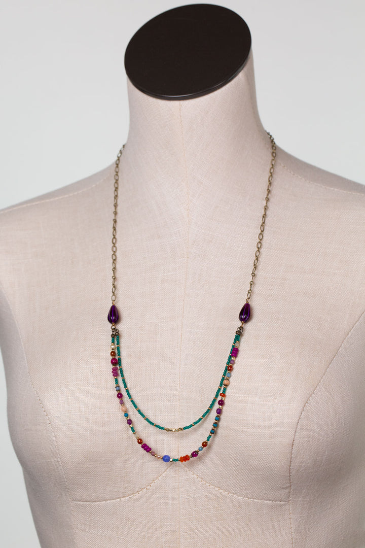 Mardi Gras 26-28" Czech Glass Multistrand Necklace