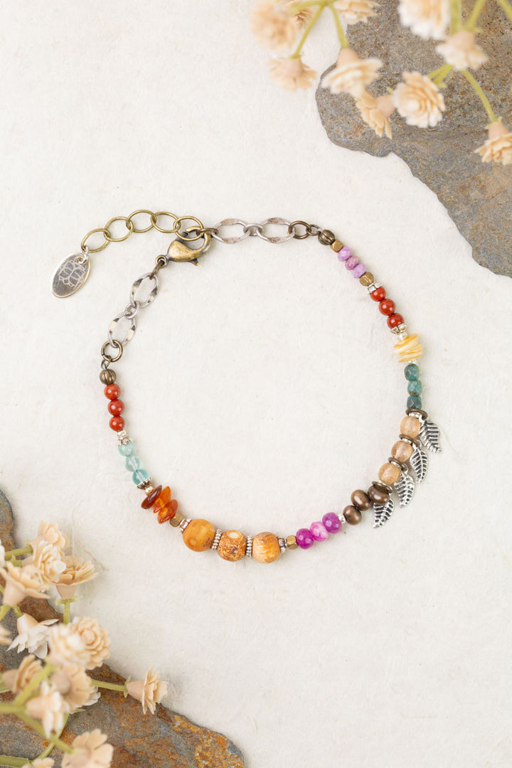 Earthen 7.5-8.5" Jasper, Czech Glass, Turquoise Simple Bracelet
