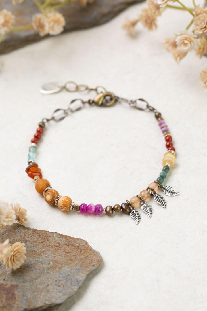 Earthen 7.5-8.5" Jasper, Czech Glass, Turquoise Simple Bracelet