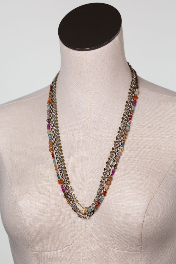 Earthen 25-27" Amazonite, Czech Glass, Turquoise Multistrand Necklace