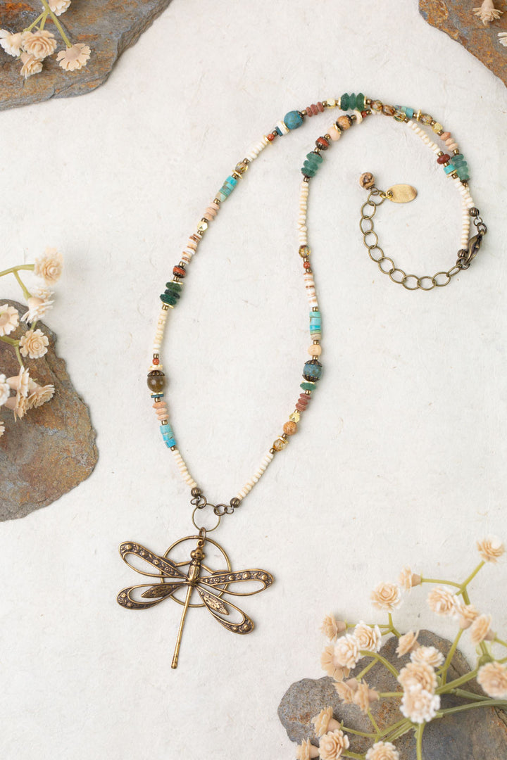 Enlighten 19-21" Turquoise, Czech Glass Statement Necklace