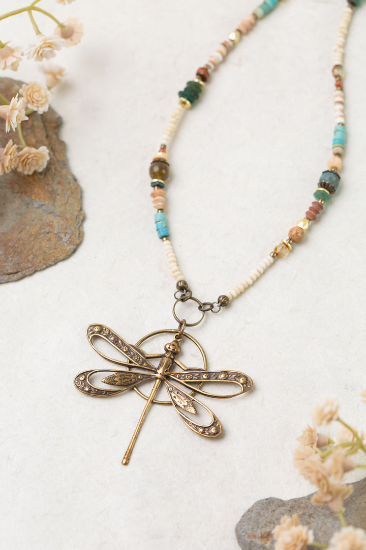 Enlighten 19-21" Turquoise, Czech Glass Statement Necklace