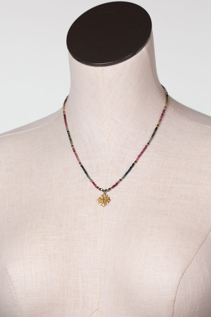 One Of A Kind 16.75-18.75" Tourmaline With Diamond Simple