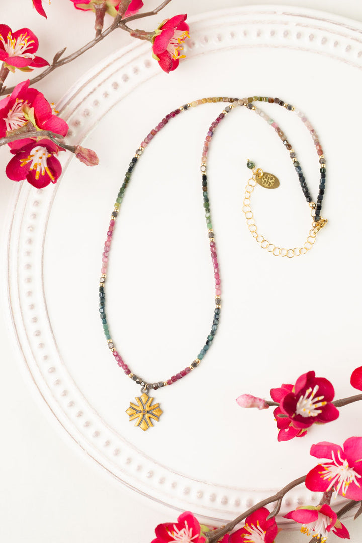 One Of A Kind 16.75-18.75" Tourmaline With Diamond Simple