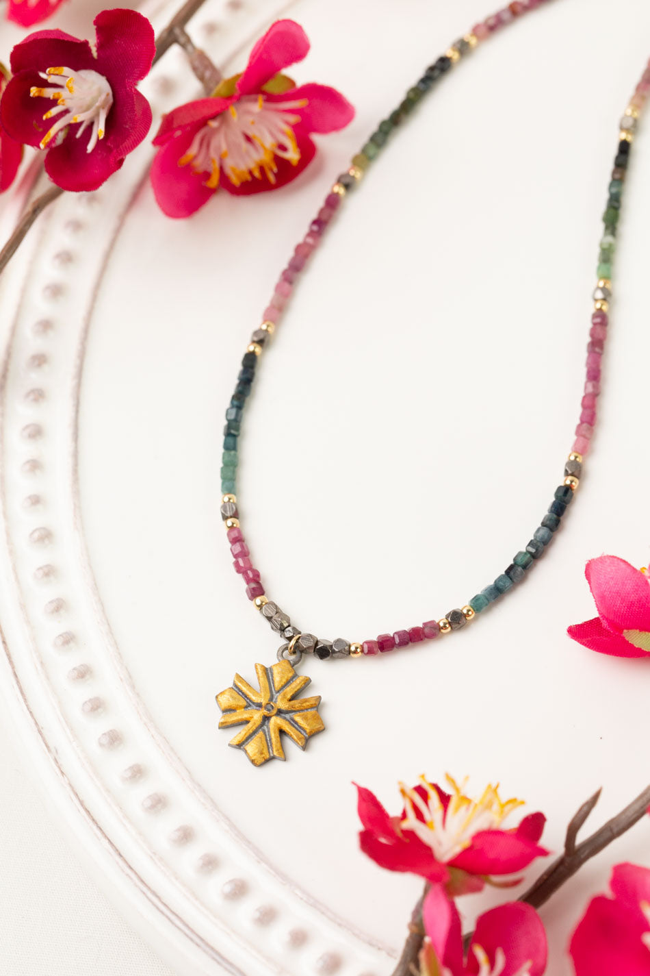 One Of A Kind 16.75-18.75" Tourmaline With Diamond Simple