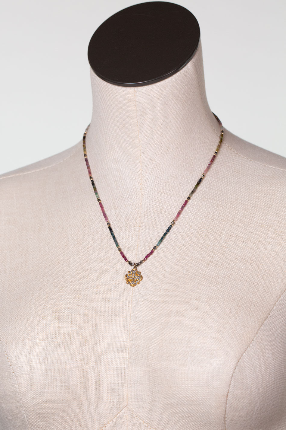 One Of A Kind 16.75-18.75" Tourmaline With Diamond Simple Necklace