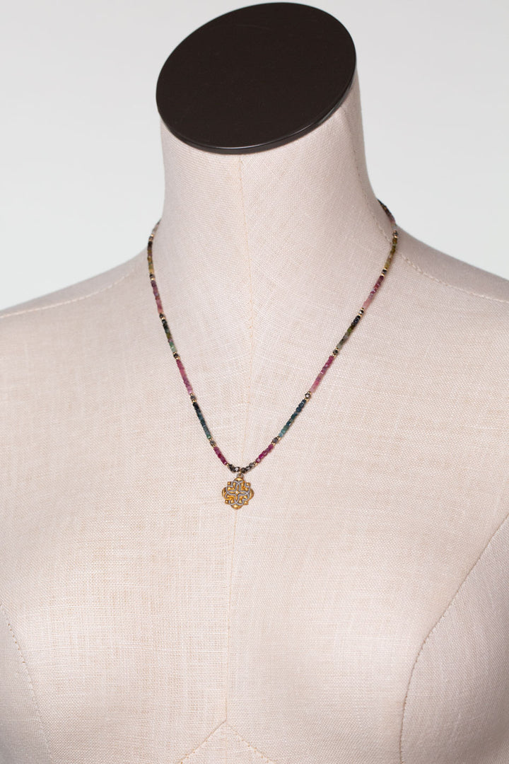 One Of A Kind 16.75-18.75" Tourmaline With Diamond Simple Necklace